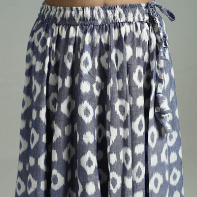 Blue - 24 Kali Patchwork Cotton Pochampally Ikat Skirt 32