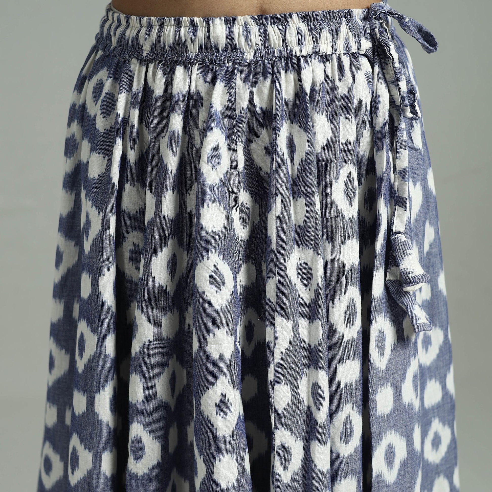 Blue - 24 Kali Patchwork Cotton Pochampally Ikat Skirt 32