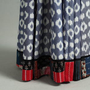 Blue - 24 Kali Patchwork Cotton Pochampally Ikat Skirt 32