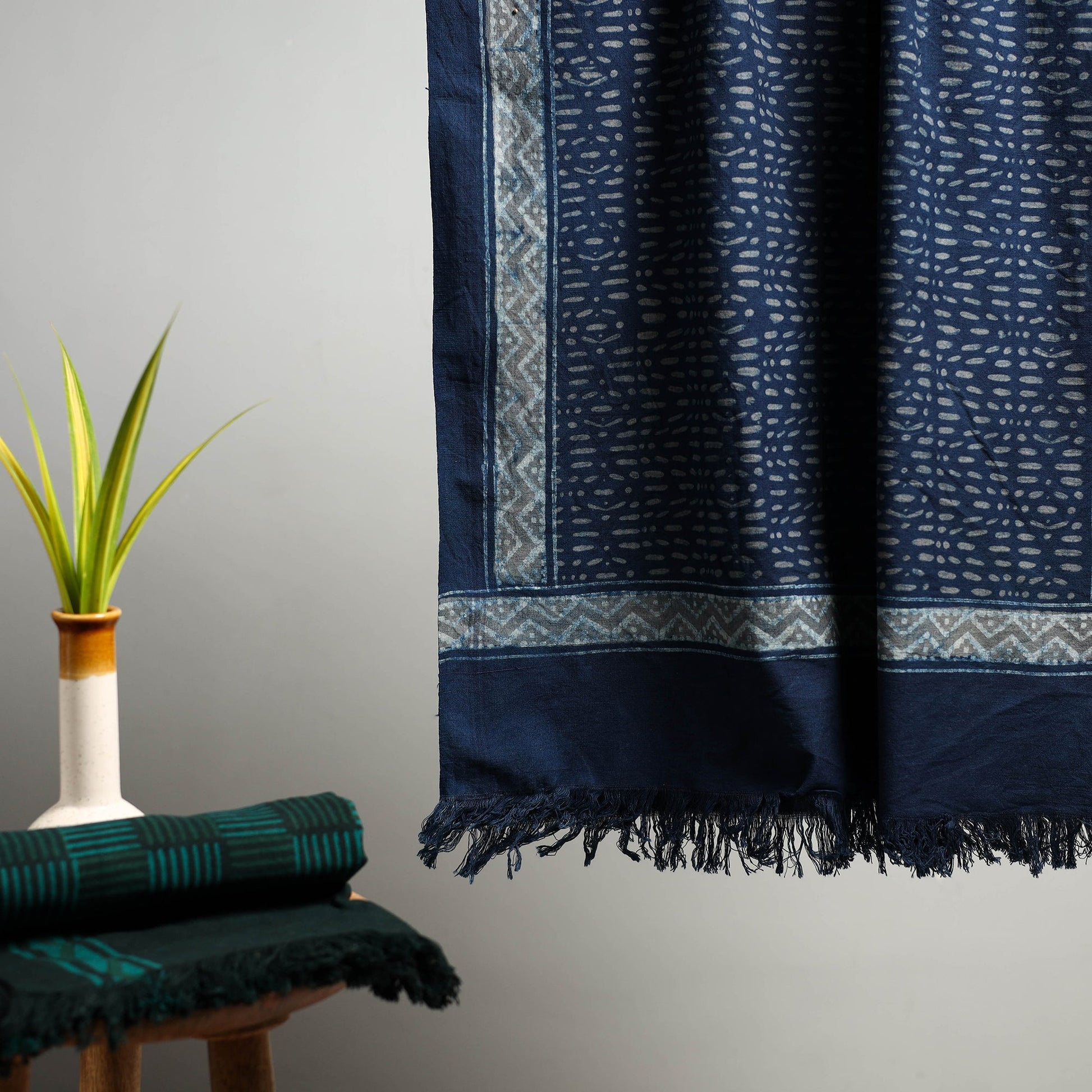 Blue - Akola Block Print Pure Handloom Cotton Towel 16