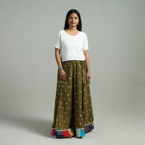 Green - 24 Kali Patchwork Cotton Pochampally Ikat Skirt 33