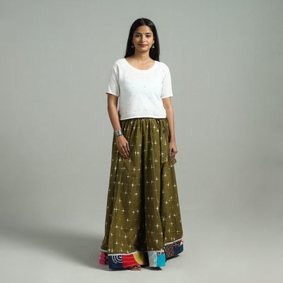 Green - 24 Kali Patchwork Cotton Pochampally Ikat Skirt 33