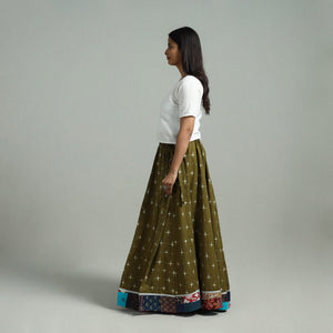 Green - 24 Kali Patchwork Cotton Pochampally Ikat Skirt 33
