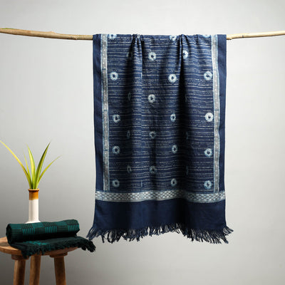 Blue - Akola Block Print Pure Handloom Cotton Towel 17