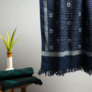 Blue - Akola Block Print Pure Handloom Cotton Towel 17