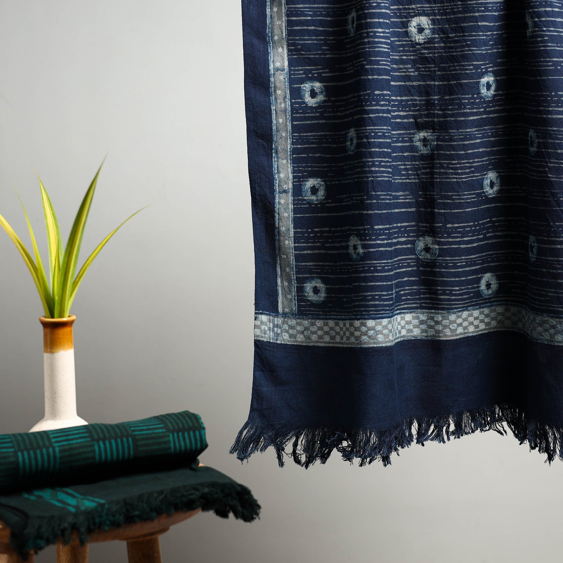 Blue - Akola Block Print Pure Handloom Cotton Towel 17