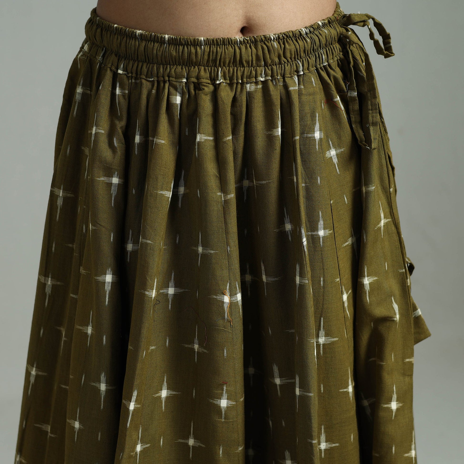 Green - 24 Kali Patchwork Cotton Pochampally Ikat Skirt 33