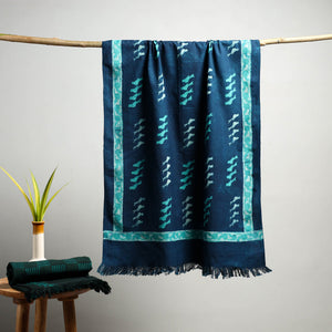 Blue - Akola Block Print Pure Handloom Cotton Towel 18