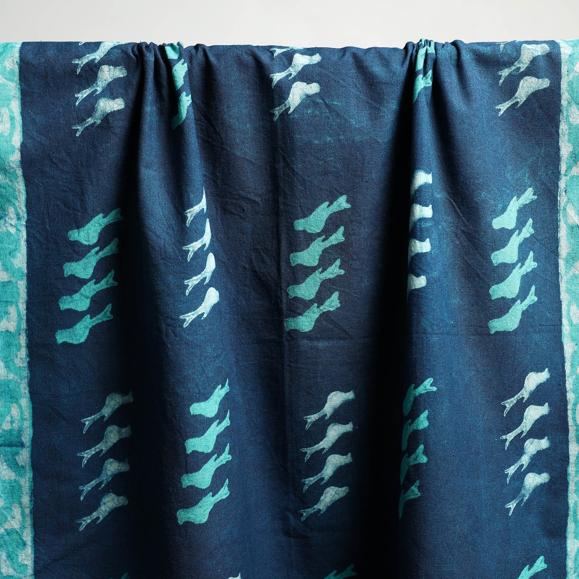 Blue - Akola Block Print Pure Handloom Cotton Towel 18