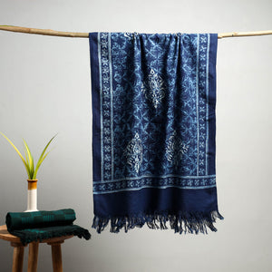Blue - Akola Block Print Pure Handloom Cotton Towel 19
