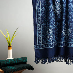Blue - Akola Block Print Pure Handloom Cotton Towel 19