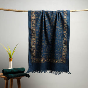 Blue - Akola Block Print Pure Handloom Cotton Towel 20