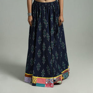 Blue - 24 Kali Patchwork Cotton Pochampally Ikat Skirt 35