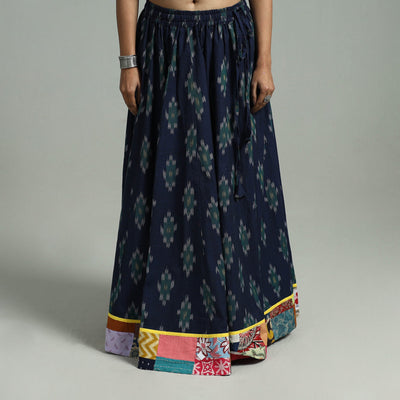 Blue - 24 Kali Patchwork Cotton Pochampally Ikat Skirt 35