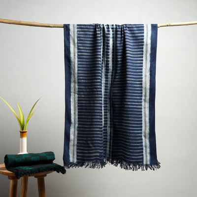 Blue - Akola Block Print Pure Handloom Cotton Towel 21