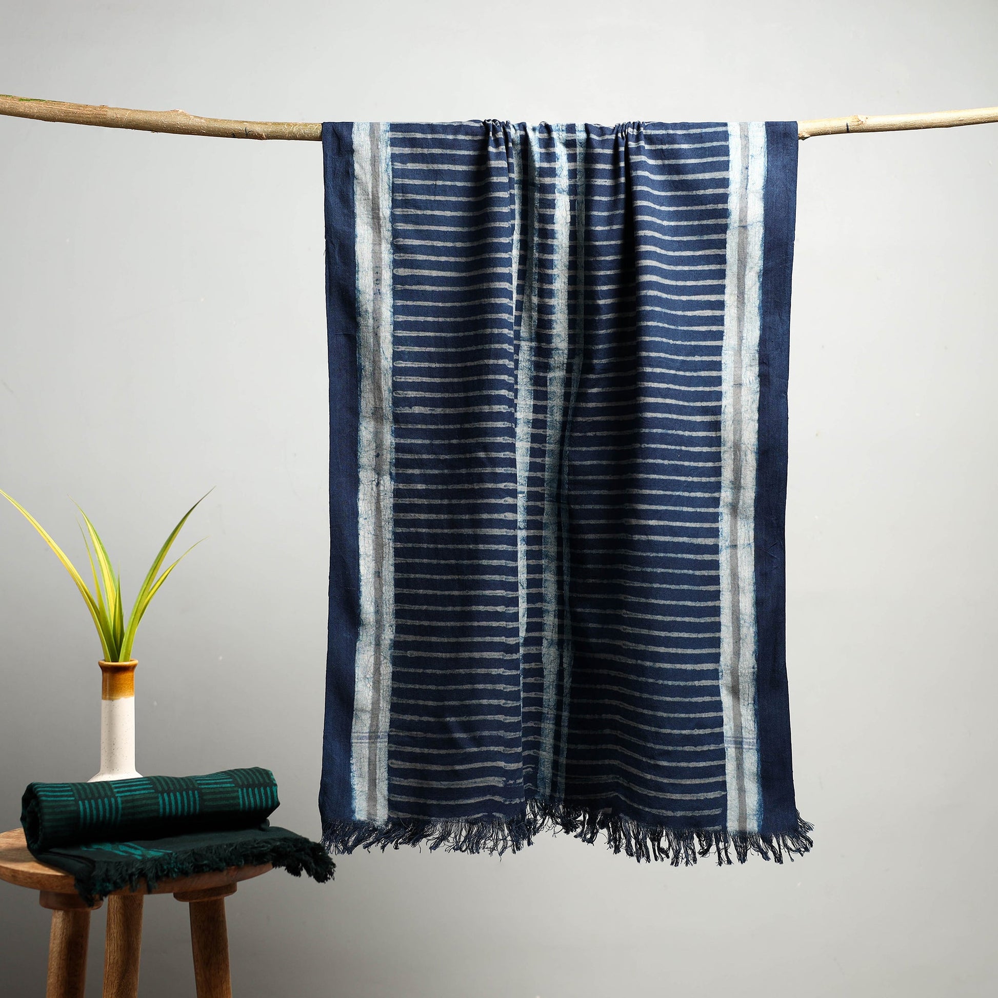 Blue - Akola Block Print Pure Handloom Cotton Towel 21