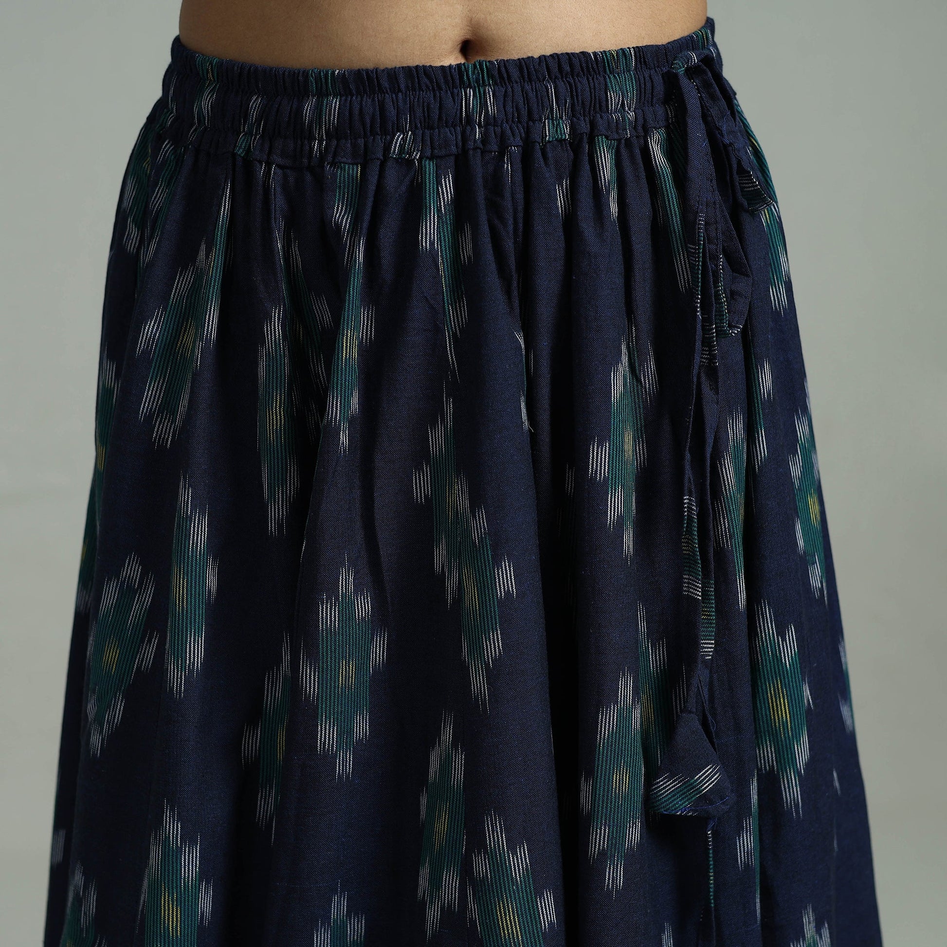 Blue - 24 Kali Patchwork Cotton Pochampally Ikat Skirt 35