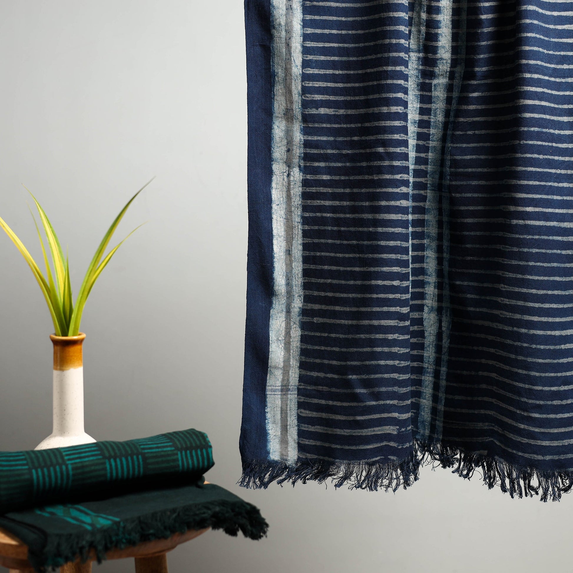 Blue - Akola Block Print Pure Handloom Cotton Towel 21