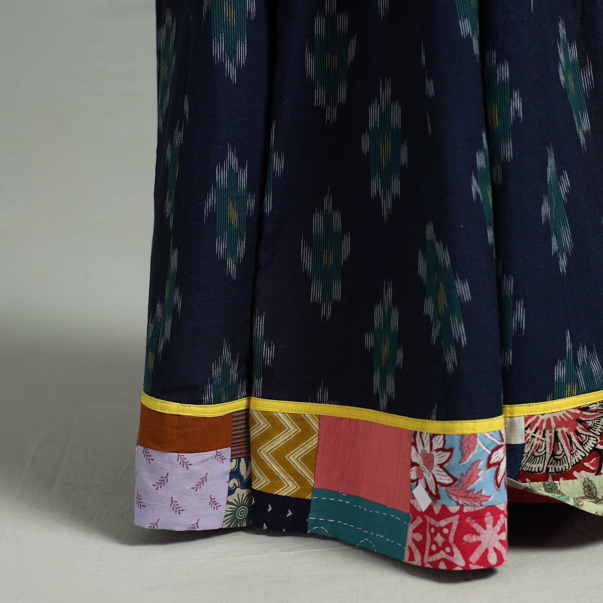 Blue - 24 Kali Patchwork Cotton Pochampally Ikat Skirt 35