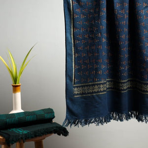 Blue - Akola Block Print Pure Handloom Cotton Towel 22