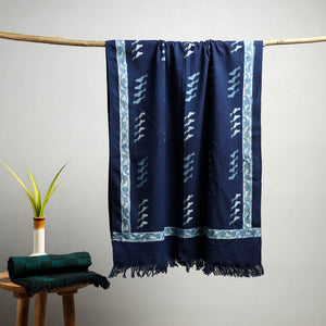 Blue - Akola Block Print Pure Handloom Cotton Towel 23
