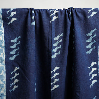 Blue - Akola Block Print Pure Handloom Cotton Towel 23
