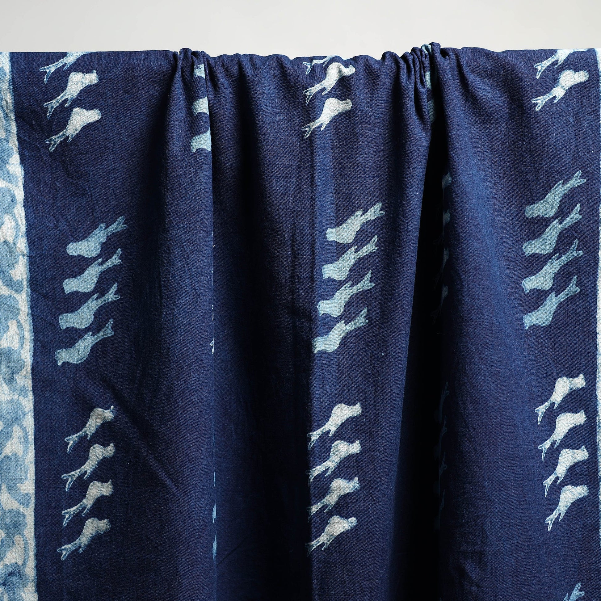 Blue - Akola Block Print Pure Handloom Cotton Towel 23