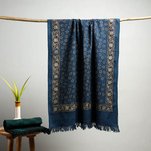 Blue - Akola Block Print Pure Handloom Cotton Towel 24