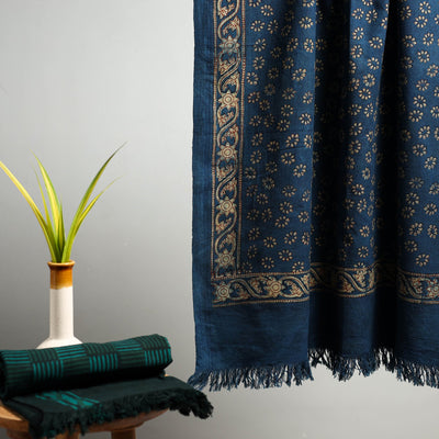 Blue - Akola Block Print Pure Handloom Cotton Towel 24