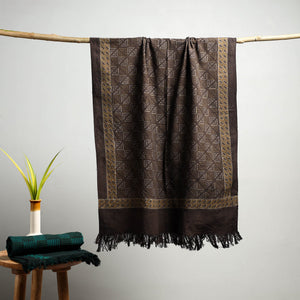 Brown - Akola Block Print Pure Handloom Cotton Towel 25