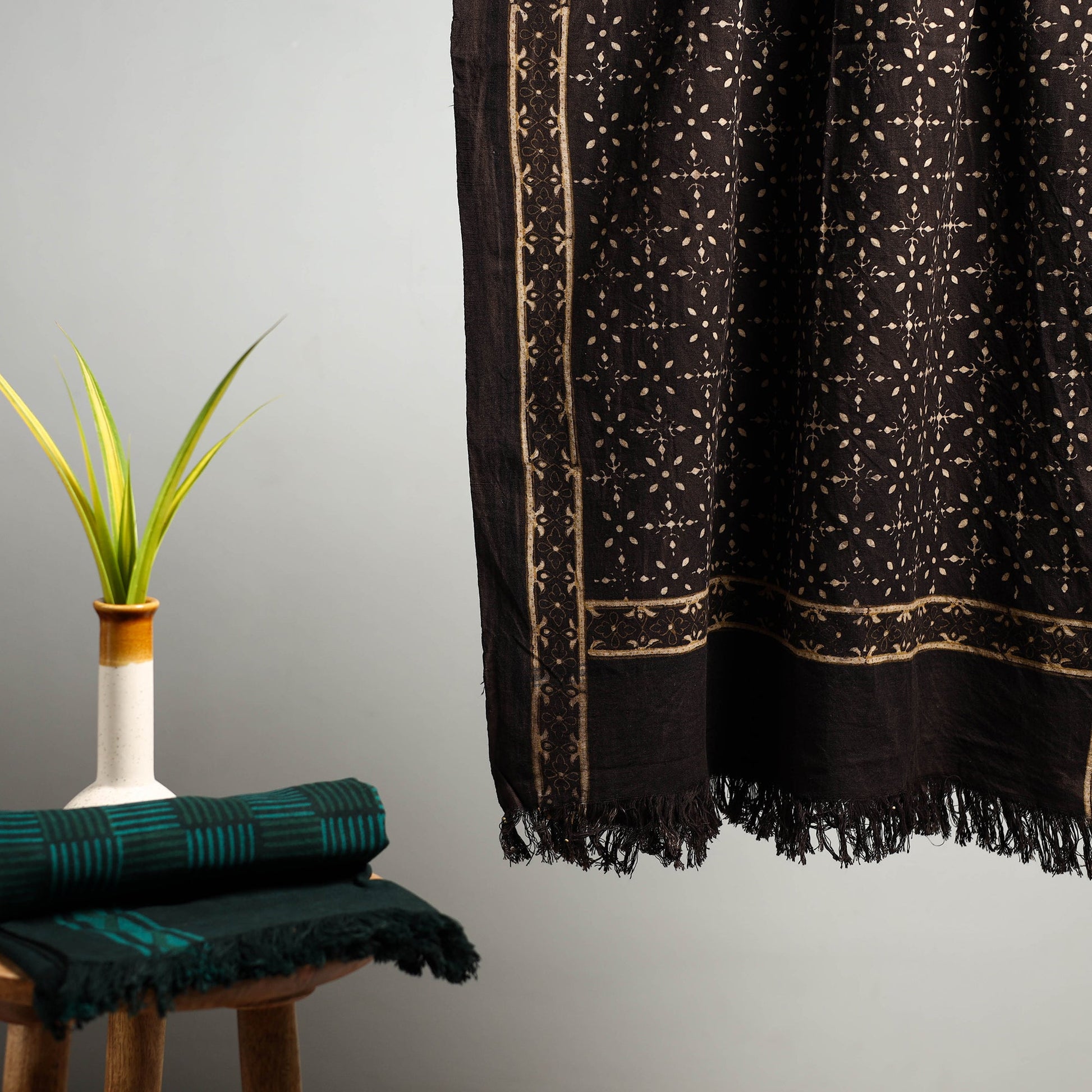 Brown - Akola Block Print Pure Handloom Cotton Towel 26