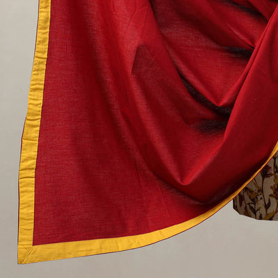 Beige - 3pc Cotton Kalamkari Print Kurta with Plain Dupatta 16