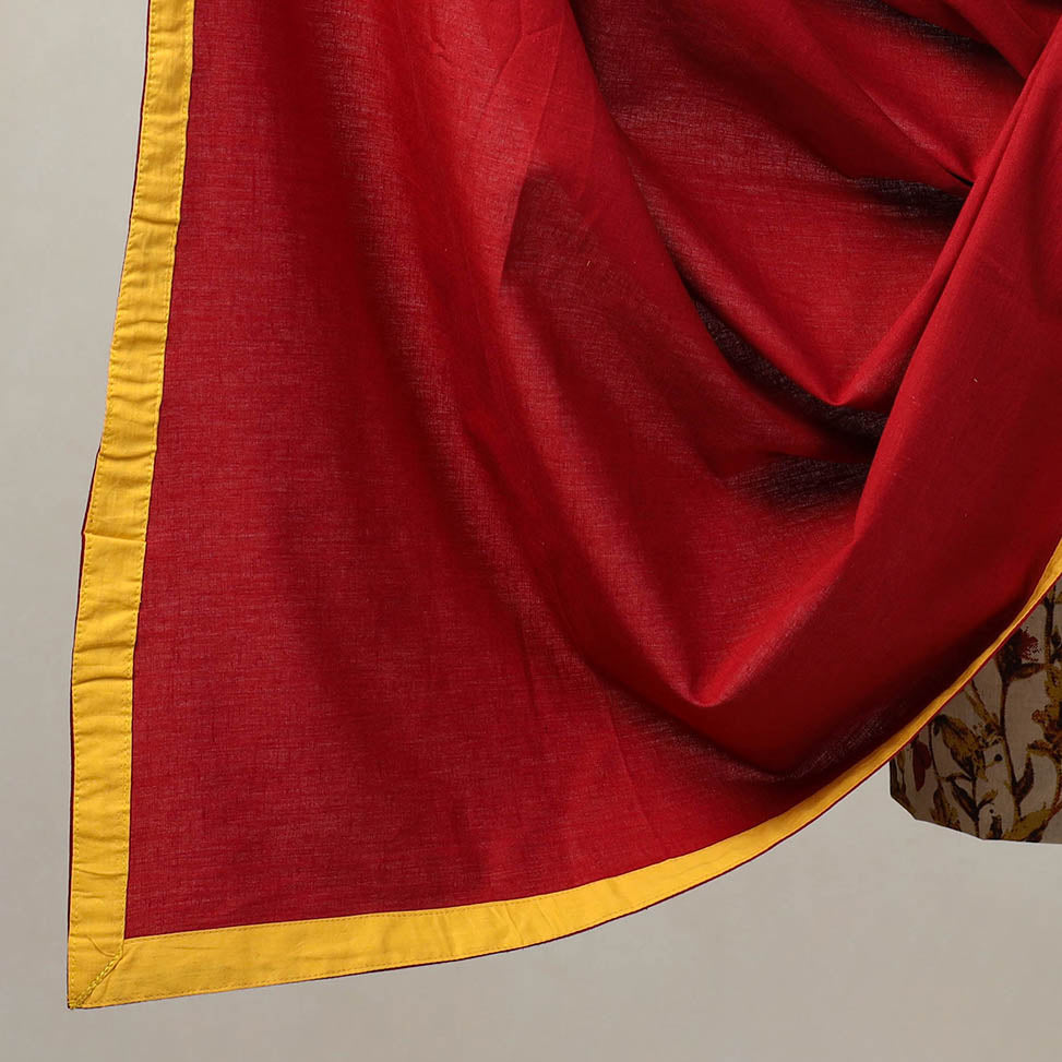 Beige - 3pc Cotton Kalamkari Print Kurta with Plain Dupatta 16