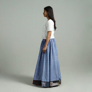 Blue - 24 Kali Patchwork Cotton Pochampally Ikat Skirt 41
