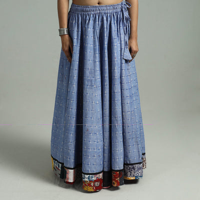 Blue - 24 Kali Patchwork Cotton Pochampally Ikat Skirt 41