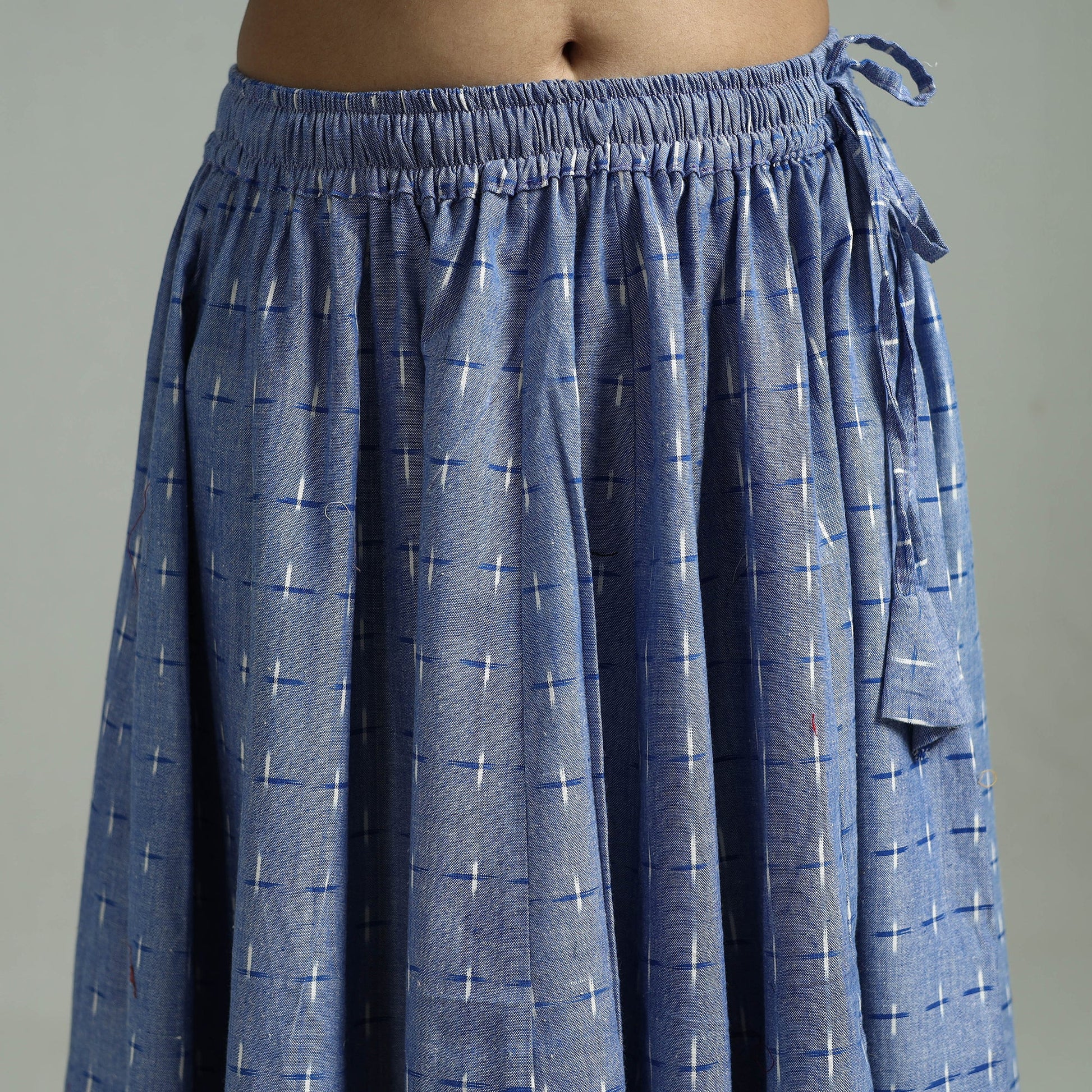 Blue - 24 Kali Patchwork Cotton Pochampally Ikat Skirt 41
