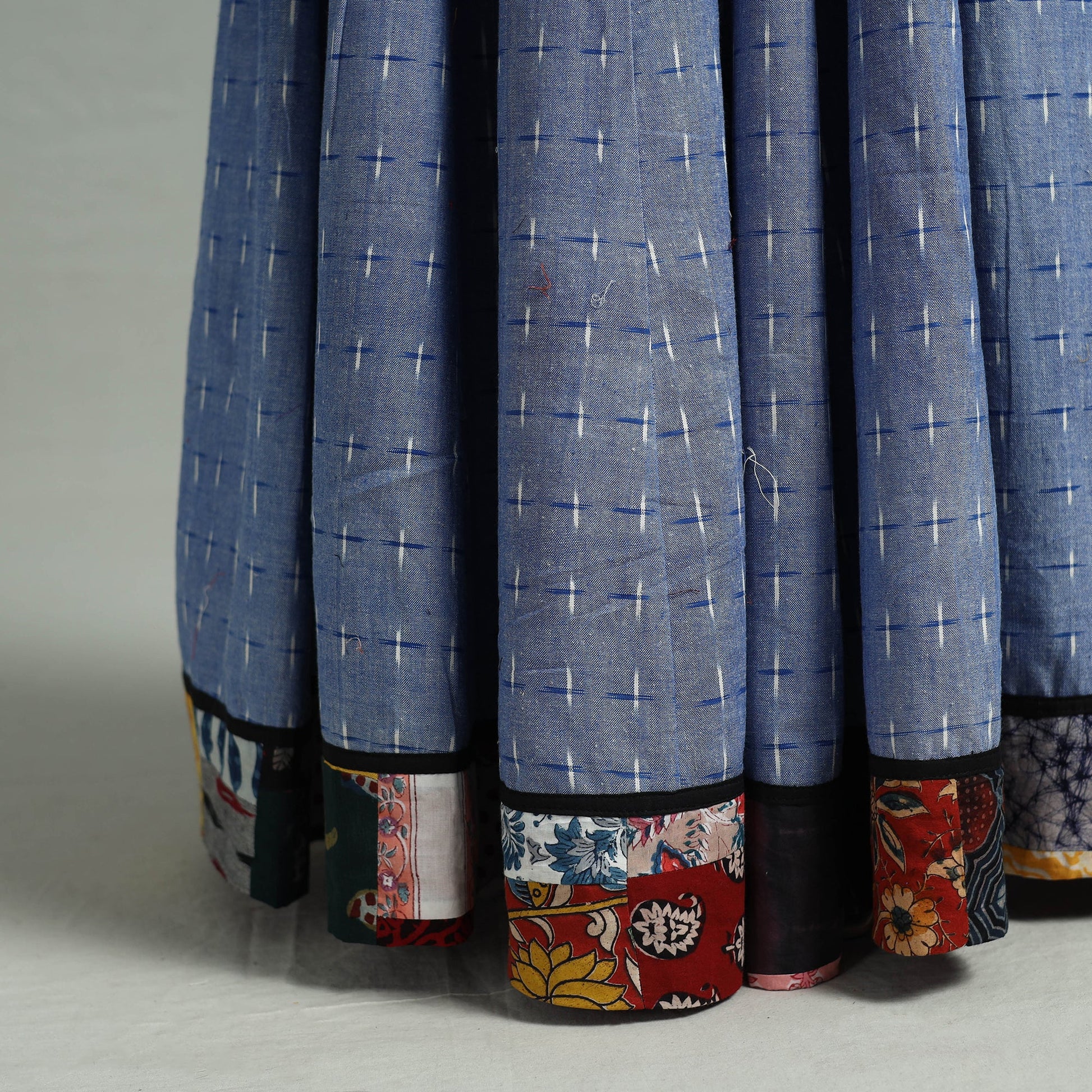 Blue - 24 Kali Patchwork Cotton Pochampally Ikat Skirt 41