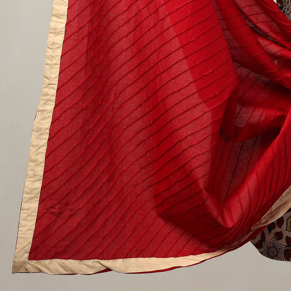 Beige - 3pc Cotton Kalamkari Print Kurta with Plain Dupatta 30