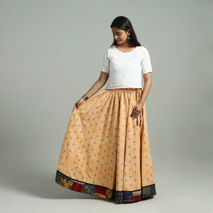 Beige - 24 Kali Patchwork Cotton Pochampally Ikat Skirt 44
