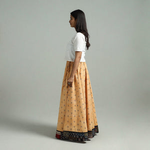 Beige - 24 Kali Patchwork Cotton Pochampally Ikat Skirt 44