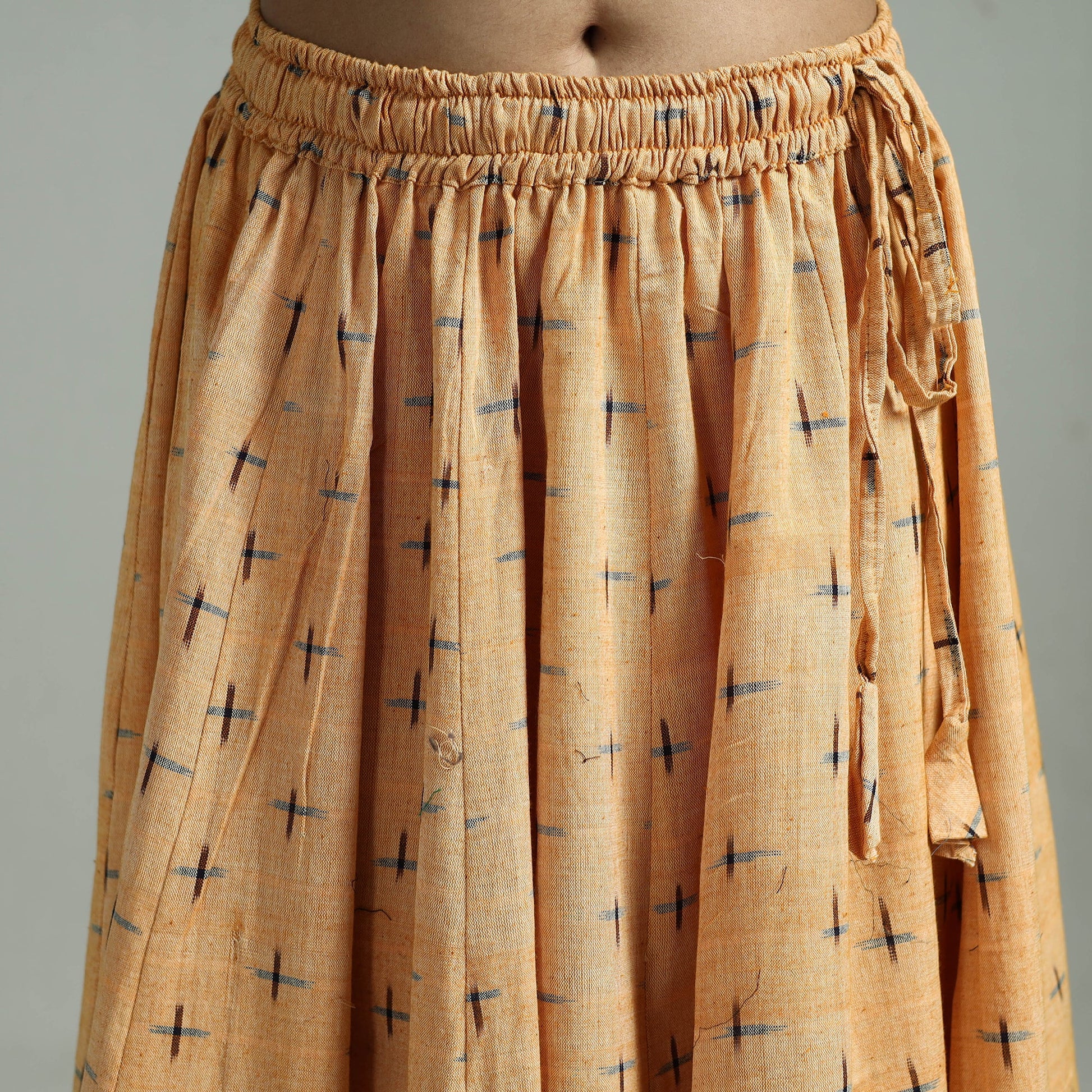 Beige - 24 Kali Patchwork Cotton Pochampally Ikat Skirt 44