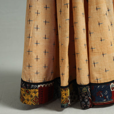 Beige - 24 Kali Patchwork Cotton Pochampally Ikat Skirt 44