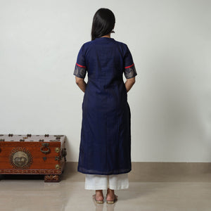 Blue - Dharwad Mercerised Cotton Straight Kurta 21