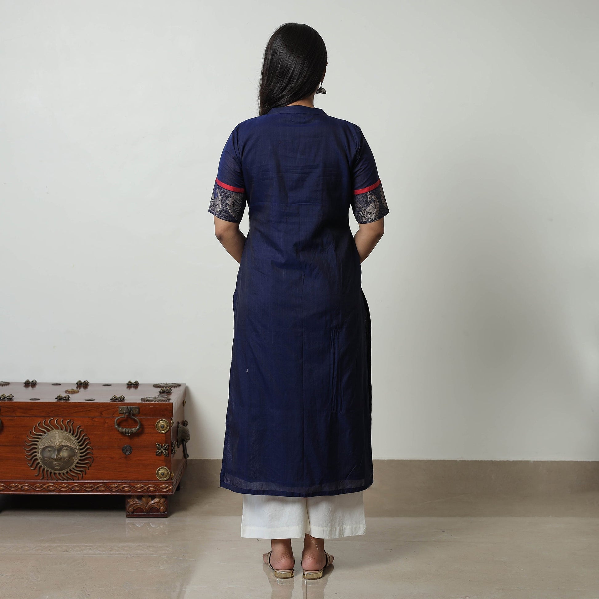 Blue - Dharwad Mercerised Cotton Straight Kurta 21