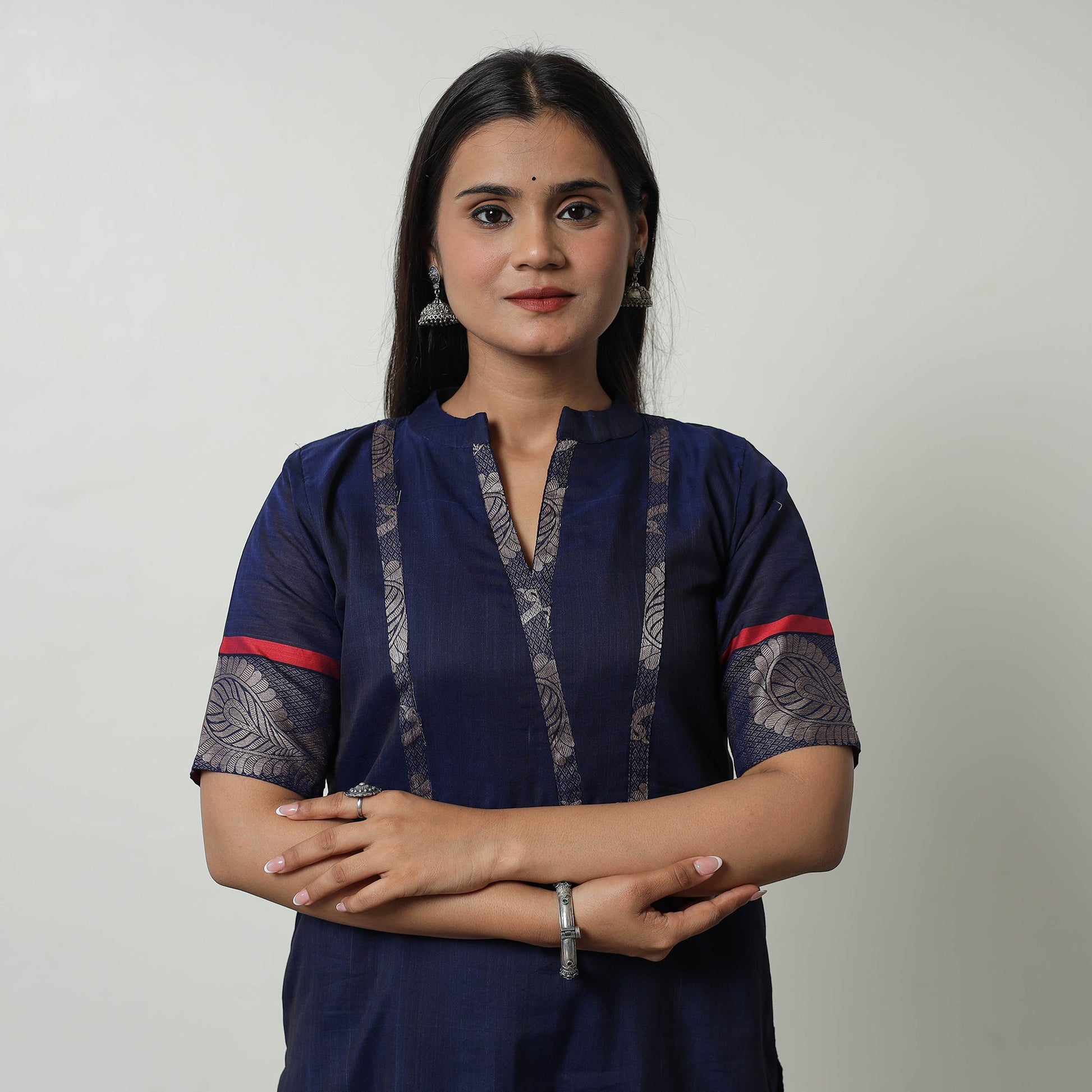 Blue - Dharwad Mercerised Cotton Straight Kurta 21