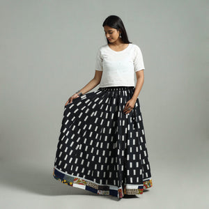 Black - 24 Kali Patchwork Cotton Pochampally Ikat Skirt 46