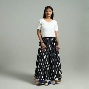 Black - 24 Kali Patchwork Cotton Pochampally Ikat Skirt 46