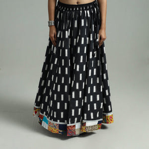 Black - 24 Kali Patchwork Cotton Pochampally Ikat Skirt 46