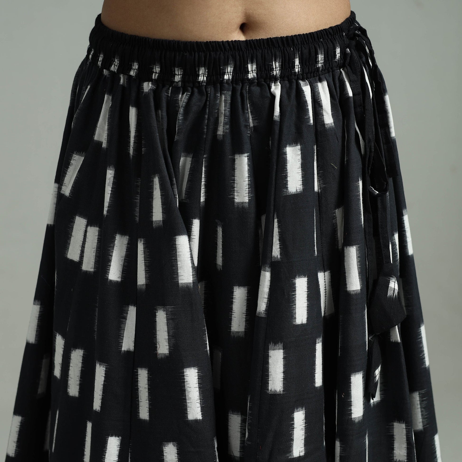 Black - 24 Kali Patchwork Cotton Pochampally Ikat Skirt 46