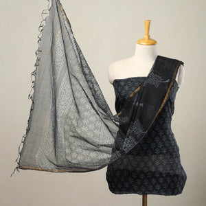Black - 3pc Block Print Kota Cotton Batik Dress Material 01